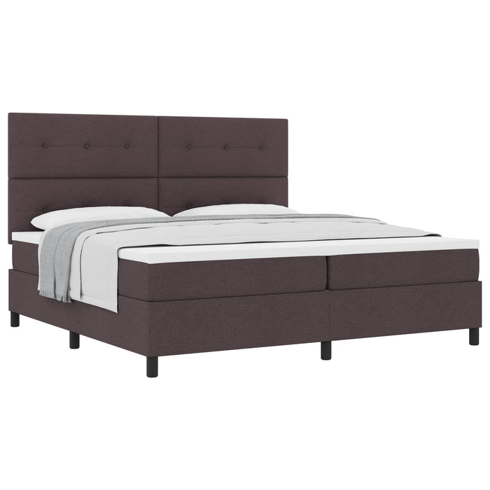 Pat cu arcuri cu headboard Maro închis 200 x 200 cm țesătură WALTI