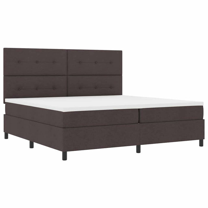 Pat cu arcuri cu headboard Maro închis 200 x 200 cm țesătură WALTI