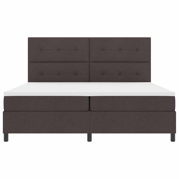 Pat cu arcuri cu headboard Maro închis 200 x 200 cm țesătură WALTI