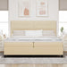 Pat cu arcuri cu saltea cu headboard Crem 200 x 200 cm țesătură - WALTI WALTI