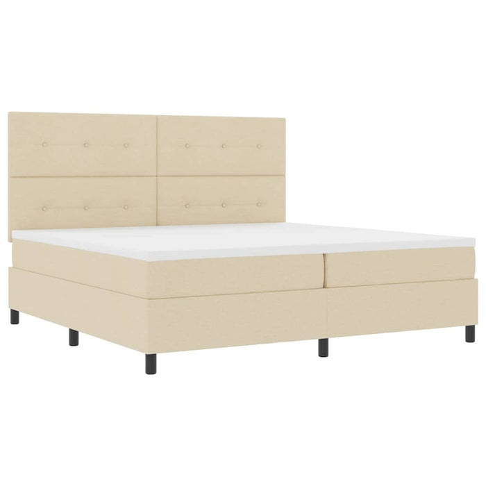 Pat cu arcuri cu saltea cu headboard Crem 200 x 200 cm țesătură - WALTI WALTI