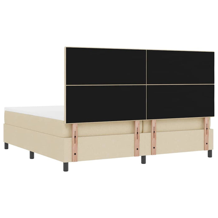 Pat cu arcuri cu saltea cu headboard Crem 200 x 200 cm țesătură - WALTI WALTI