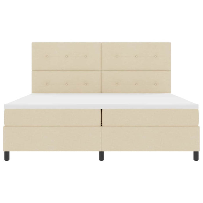Pat cu arcuri cu saltea cu headboard Crem 200 x 200 cm țesătură - WALTI WALTI