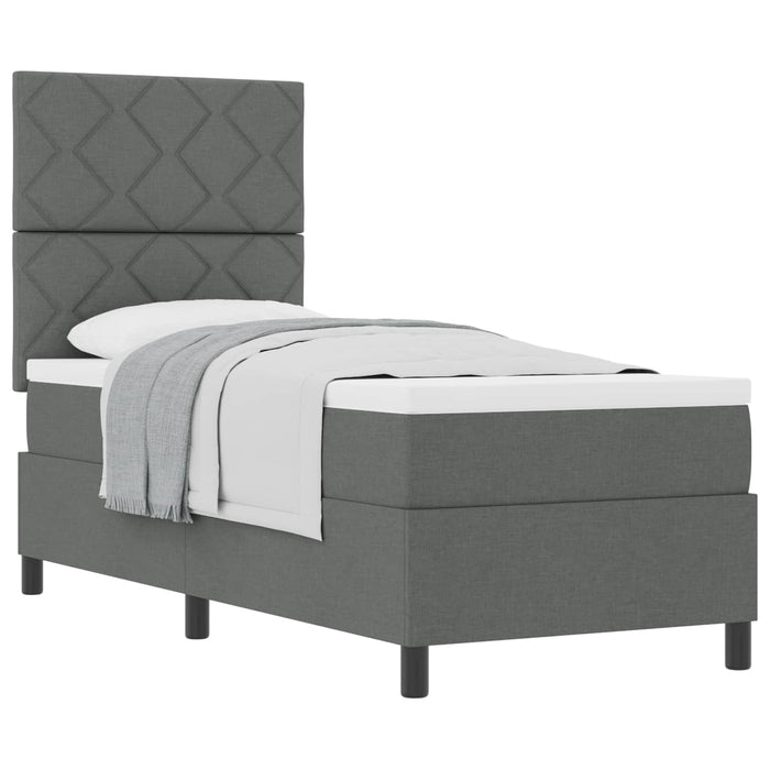 Pat cu arcuri cu headboard Gri închis 80 x 200 cm țesătură WALTI