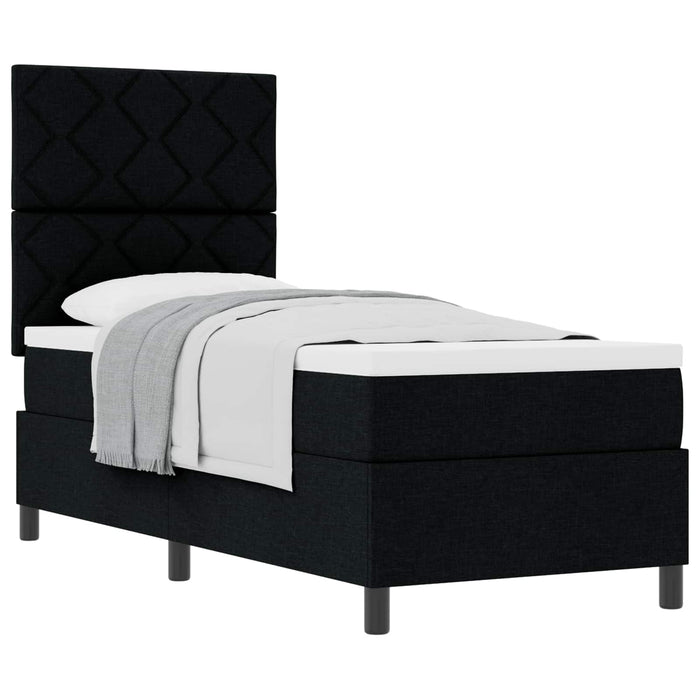 Pat cu arcuri cu headboard Negru 80 x 200 cm țesătură - WALTI WALTI