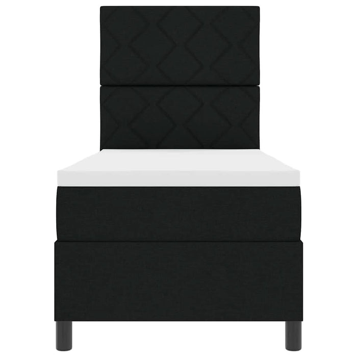Pat cu arcuri cu headboard Negru 80 x 200 cm țesătură - WALTI WALTI