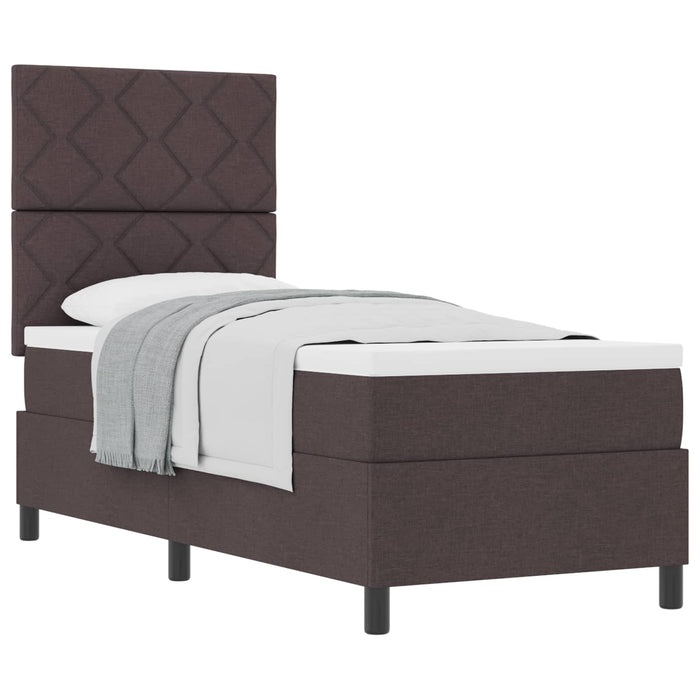 Pat cu arcuri cu headboard Maro închis 80 x 200 cm țesătură WALTI