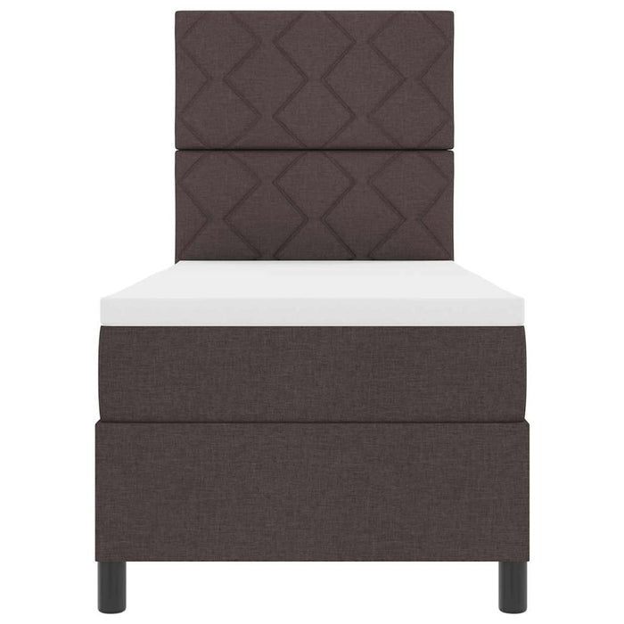 Pat cu arcuri cu headboard Maro închis 80 x 200 cm țesătură WALTI