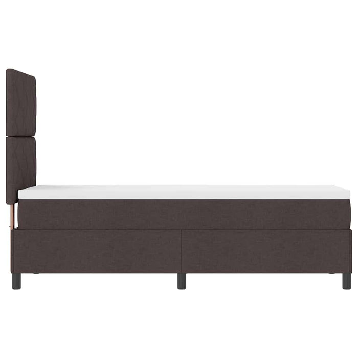 Pat cu arcuri cu headboard Maro închis 80 x 200 cm țesătură WALTI
