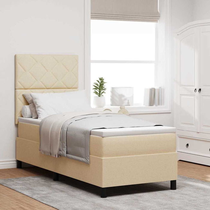 Pat cu arcuri cu headboard Crem 80 x 200 cm țesătură WALTI