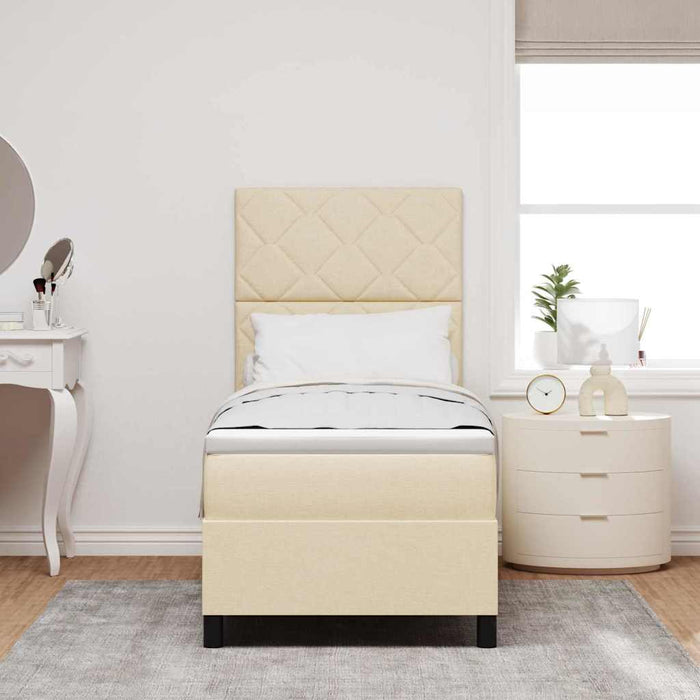 Pat cu arcuri cu headboard Crem 80 x 200 cm țesătură WALTI