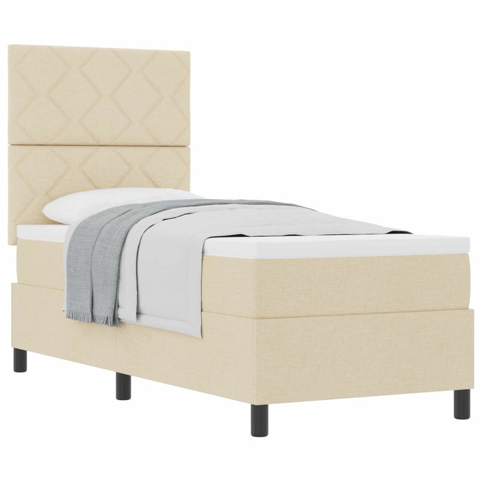 Pat cu arcuri cu headboard Crem 80 x 200 cm țesătură WALTI