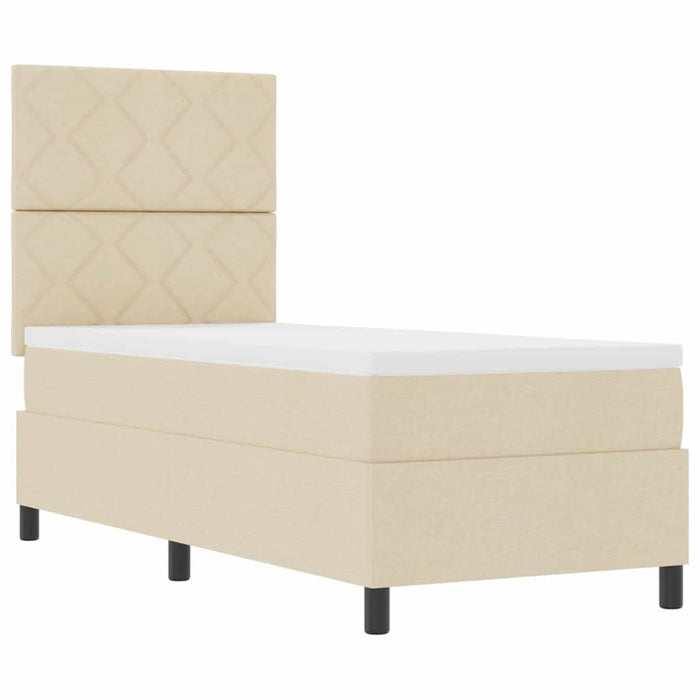 Pat cu arcuri cu headboard Crem 80 x 200 cm țesătură WALTI
