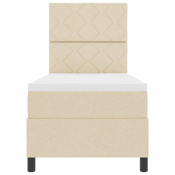 Pat cu arcuri cu headboard Crem 80 x 200 cm țesătură WALTI