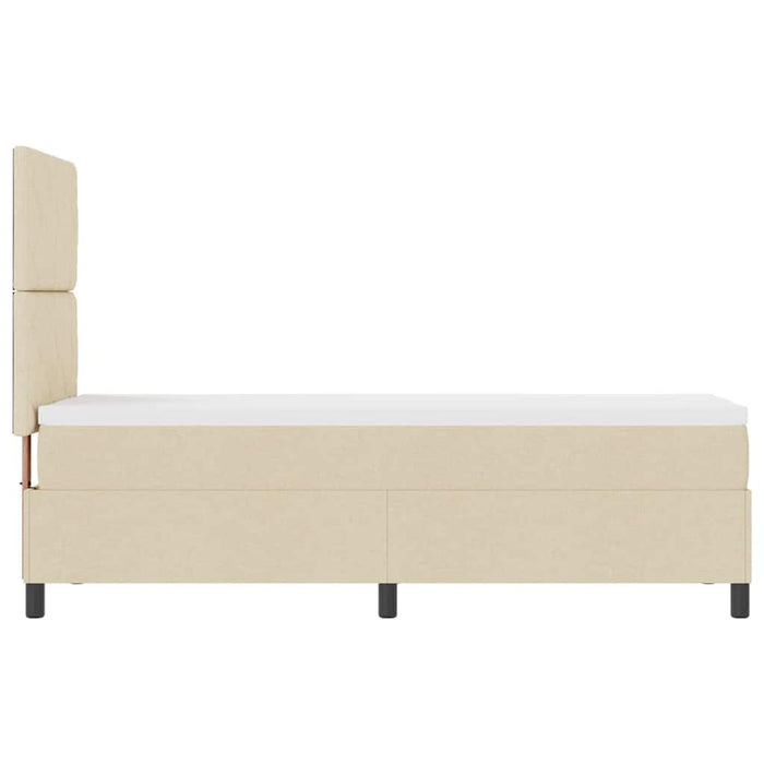 Pat cu arcuri cu headboard Crem 80 x 200 cm țesătură WALTI