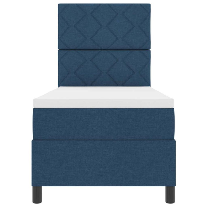 Pat cu arcuri cu headboard albastru 80 x 200 cm țesătură - WALTI WALTI