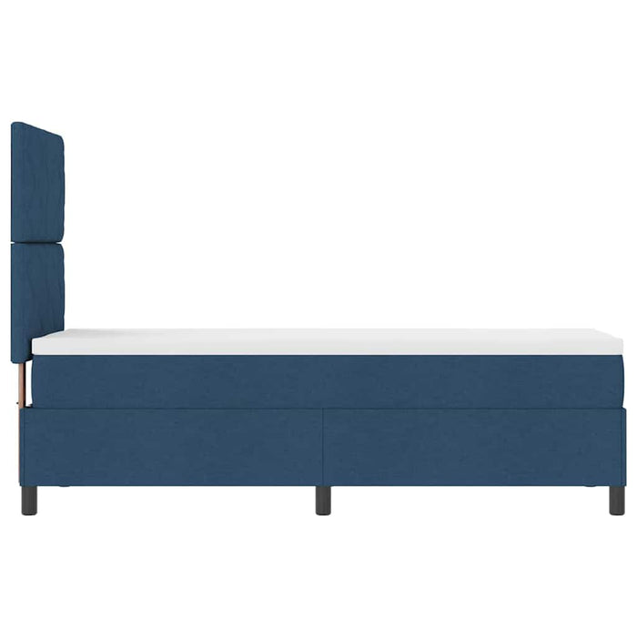 Pat cu arcuri cu headboard albastru 80 x 200 cm țesătură - WALTI WALTI