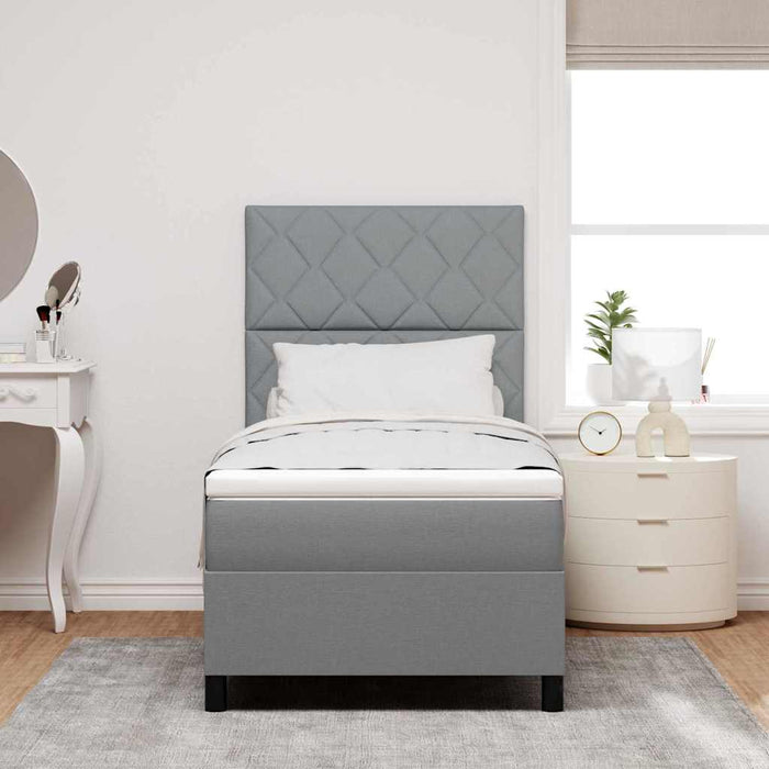 Pat cu arcuri cu headboard Gri deschis 90 x 190 cm țesătură WALTI