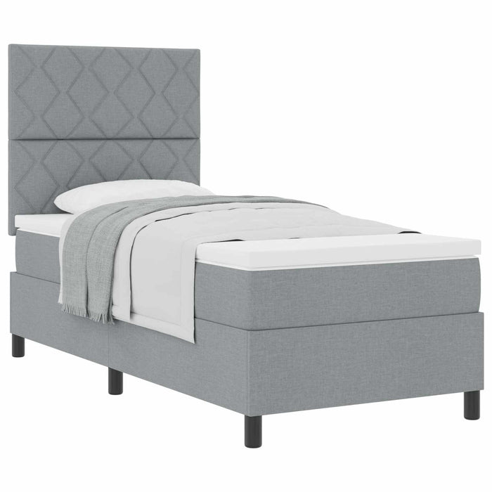Pat cu arcuri cu headboard Gri deschis 90 x 190 cm țesătură WALTI