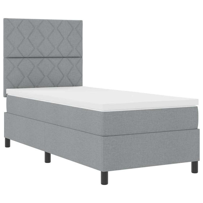 Pat cu arcuri cu headboard Gri deschis 90 x 190 cm țesătură WALTI