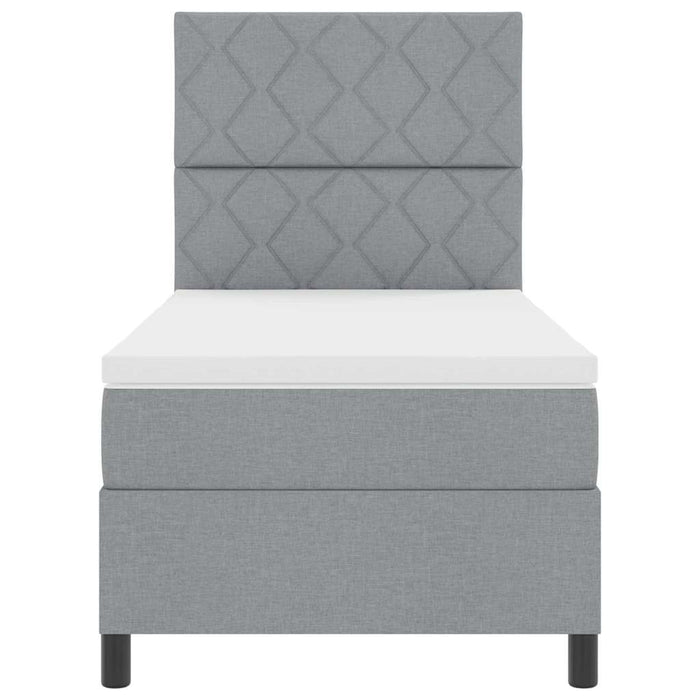 Pat cu arcuri cu headboard Gri deschis 90 x 190 cm țesătură WALTI