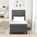 Pat cu arcuri cu headboard Gri închis 90 x 190 cm țesătură - WALTI WALTI
