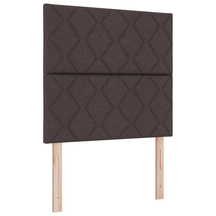 Pat cu arcuri cu headboard Maro închis 90 x 190 cm țesătură WALTI