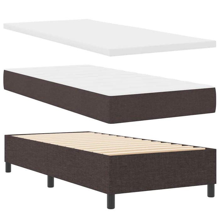 Pat cu arcuri cu headboard Maro închis 90 x 190 cm țesătură WALTI