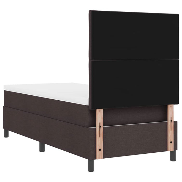 Pat cu arcuri cu headboard Maro închis 90 x 190 cm țesătură WALTI