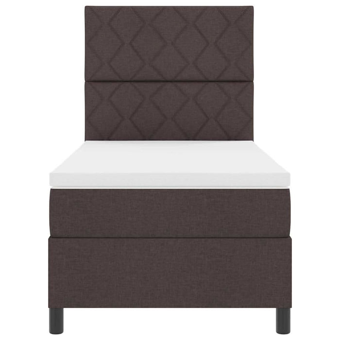 Pat cu arcuri cu headboard Maro închis 90 x 190 cm țesătură WALTI