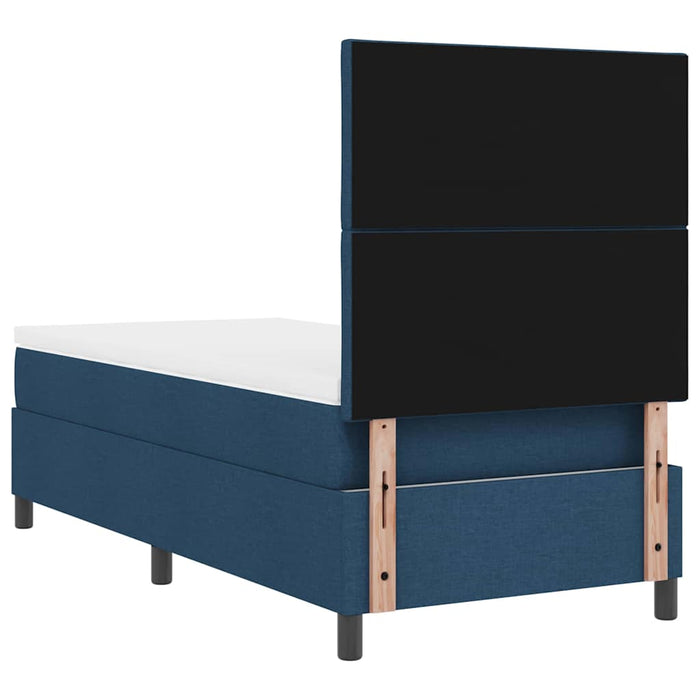 Pat cu arcuri cu headboard albastru 90 x 190 cm țesătură WALTI