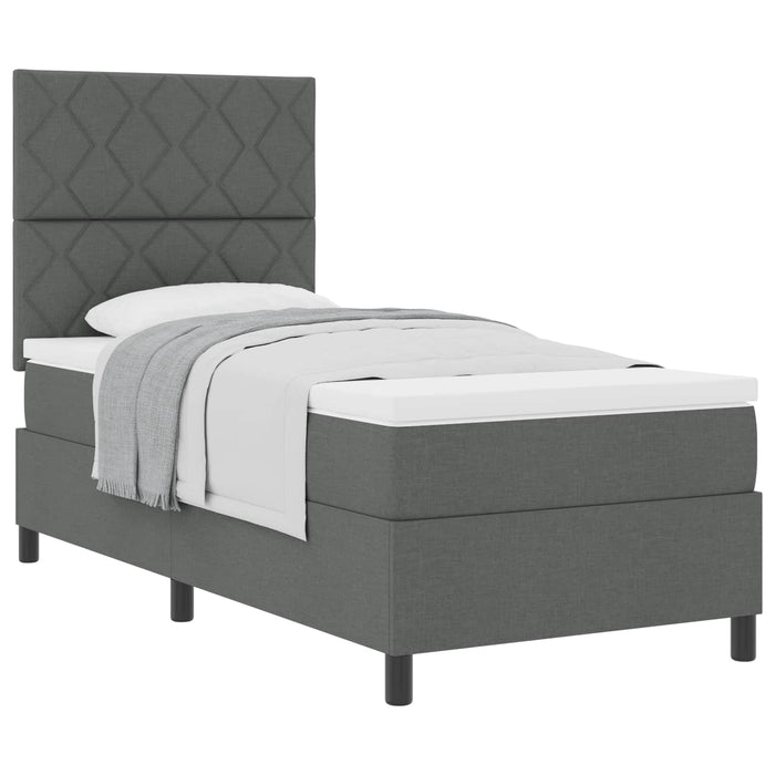 Pat cu arcuri cu headboard Gri închis 90 x 200 cm țesătură - WALTI WALTI