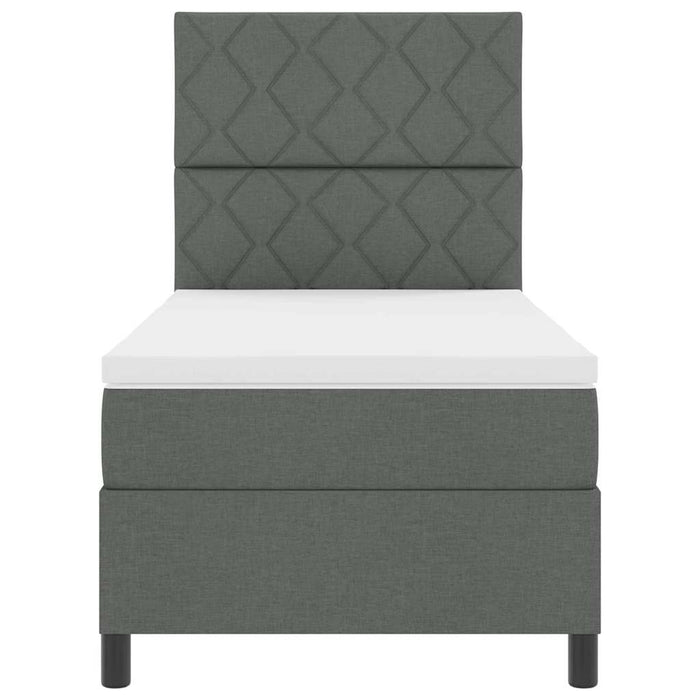 Pat cu arcuri cu headboard Gri închis 90 x 200 cm țesătură - WALTI WALTI