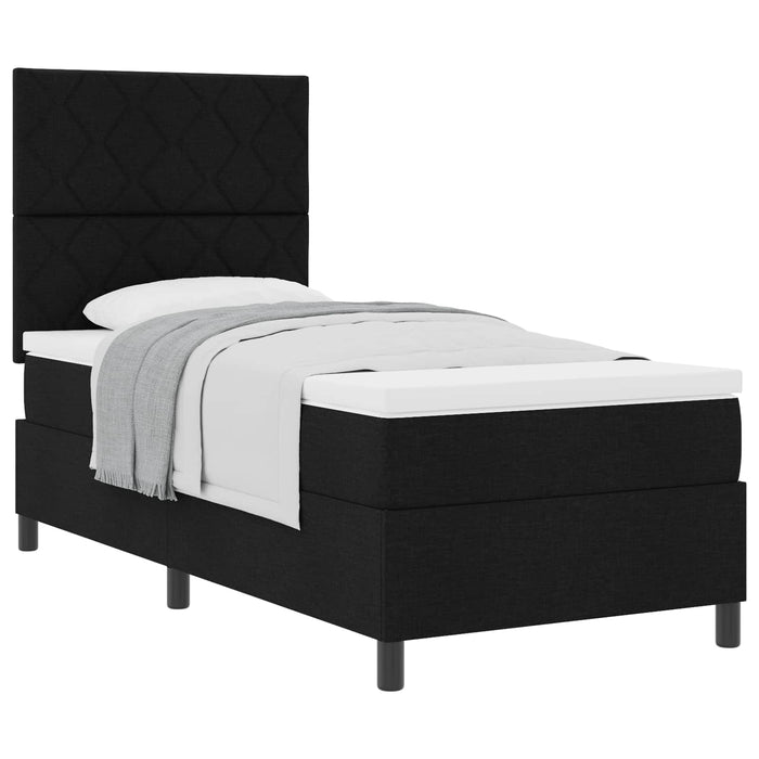 Pat cu arcuri cu headboard Negru 90 x 200 cm țesătură - WALTI WALTI