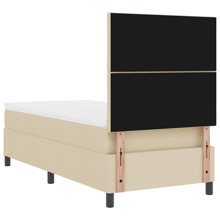 Pat cu arcuri cu headboard Crem 90 x 200 cm țesătură WALTI