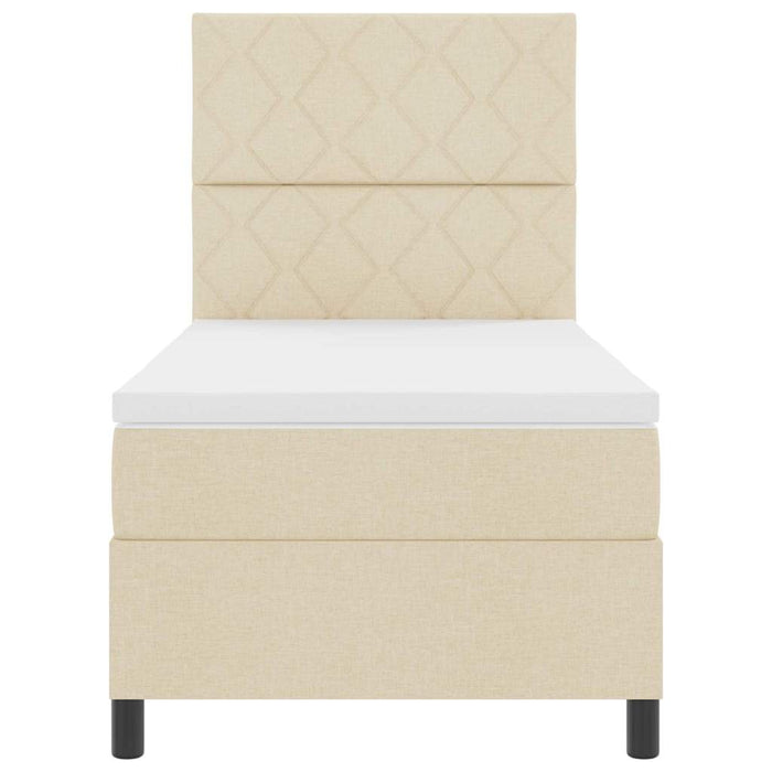 Pat cu arcuri cu headboard Crem 90 x 200 cm țesătură WALTI