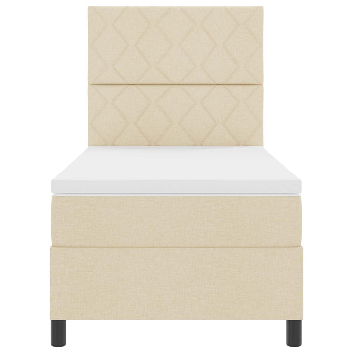 Pat cu arcuri cu saltea cu headboard Crem 100 x 200 cm țesătură - WALTI WALTI