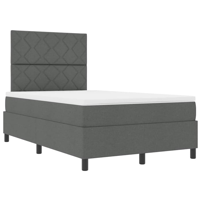 Pat cu arcuri cu headboard Gri închis 120 x 190 cm țesătură - WALTI WALTI