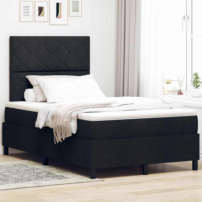 Pat cu arcuri cu saltea Negru 120 x 190 cm țesătură - WALTI WALTI
