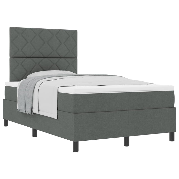 Pat cu arcuri cu headboard Gri închis 120 x 200 cm țesătură - WALTI WALTI