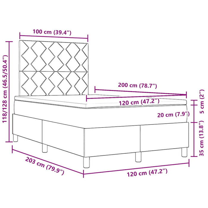 Pat cu arcuri cu saltea Maro închis 120 x 200 cm țesătură - WALTI WALTI