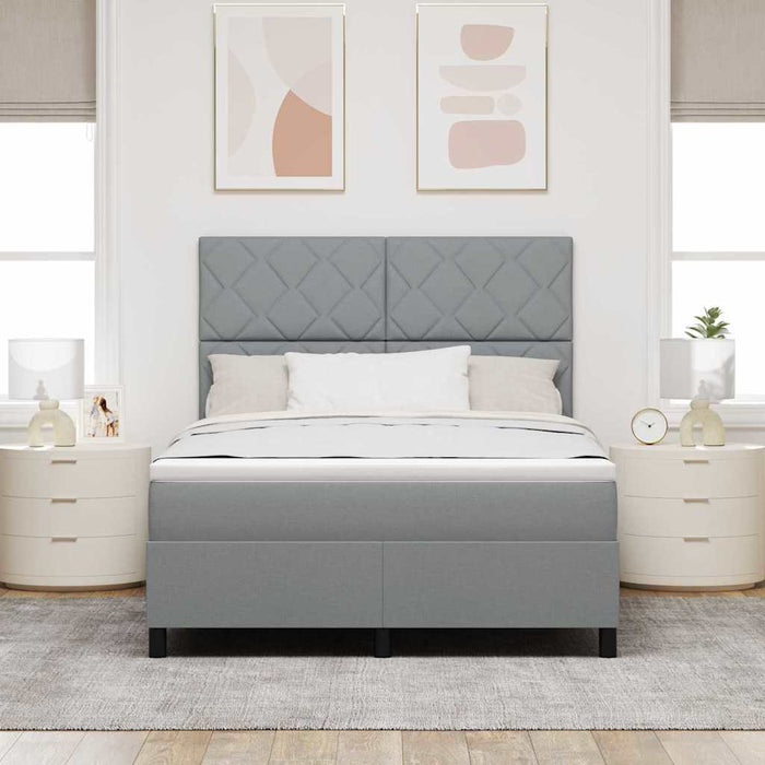 Pat cu arcuri cu headboard Gri deschis 140 x 190 cm țesătură - WALTI WALTI