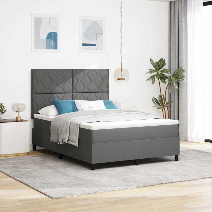 Pat cu arcuri cu headboard Gri închis 140 x 190 cm țesătură WALTI