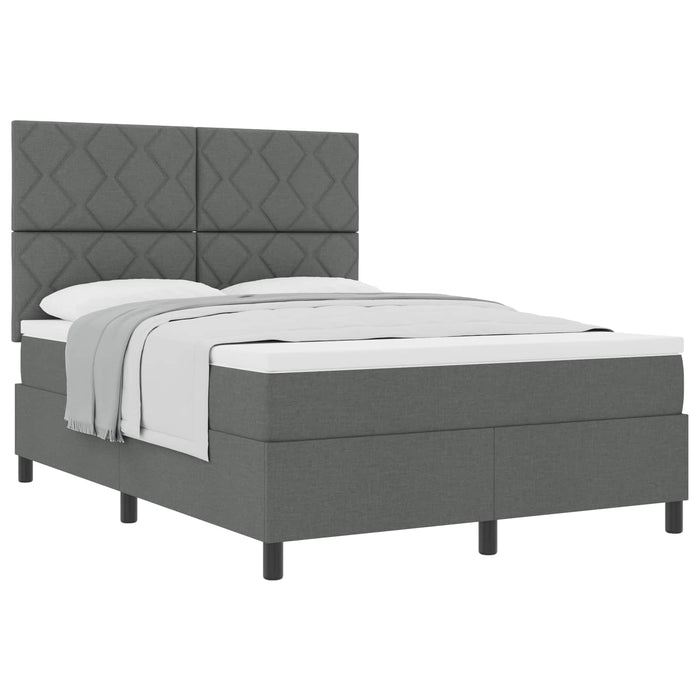 Pat cu arcuri cu headboard Gri închis 140 x 190 cm țesătură WALTI