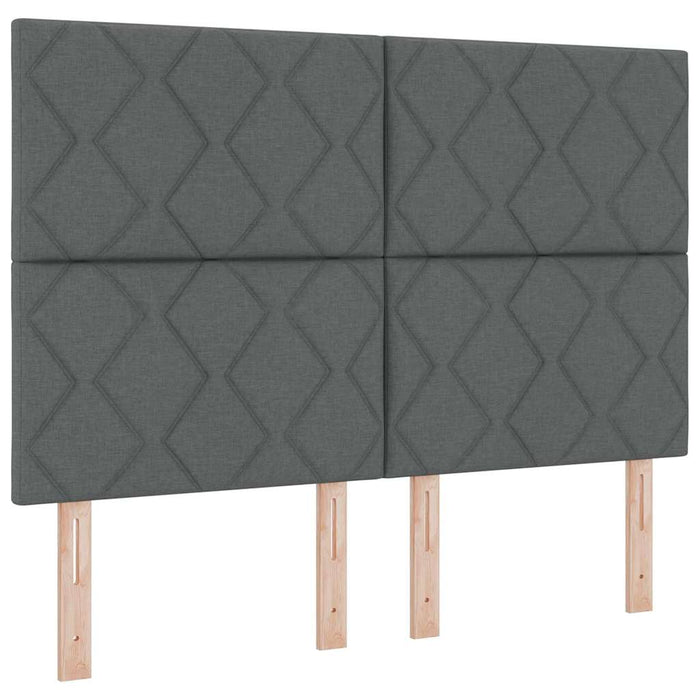 Pat cu arcuri cu headboard Gri închis 140 x 190 cm țesătură WALTI