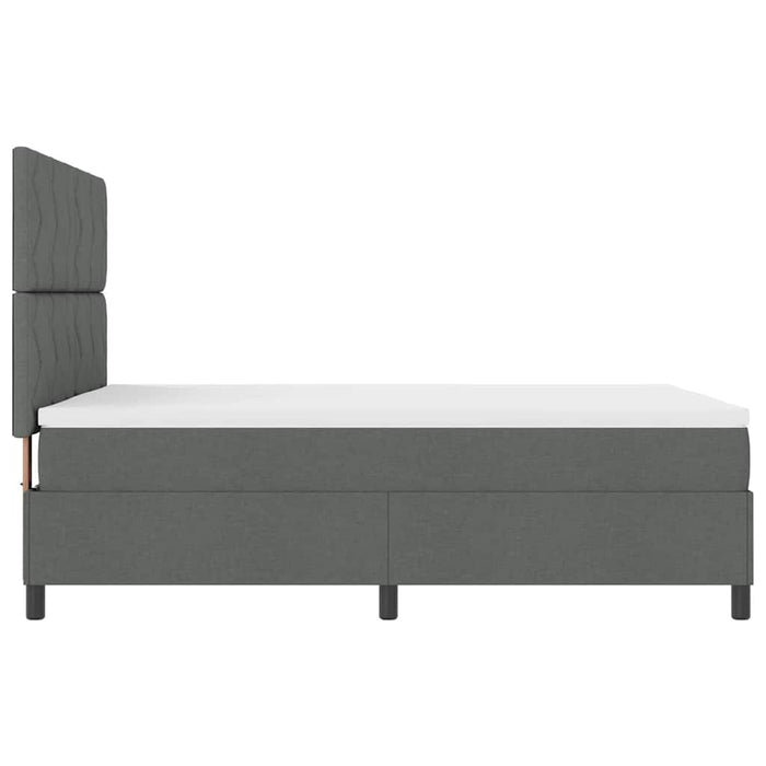Pat cu arcuri cu headboard Gri închis 140 x 190 cm țesătură WALTI