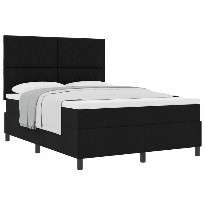 Pat cu arcuri cu headboard Negru 140 x 190 cm țesătură WALTI