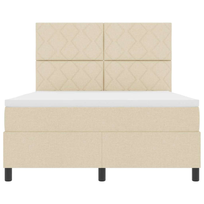 Pat cu arcuri cu headboard Crem 140 x 190 cm țesătură WALTI