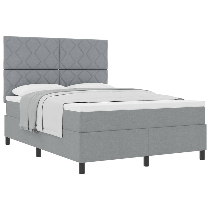Pat cu arcuri cu headboard Gri deschis 140 x 200 cm țesătură - WALTI WALTI