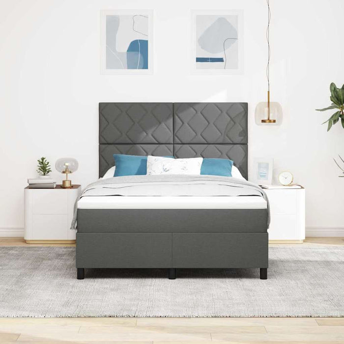 Pat cu arcuri cu headboard Gri închis 140 x 200 cm țesătură WALTI